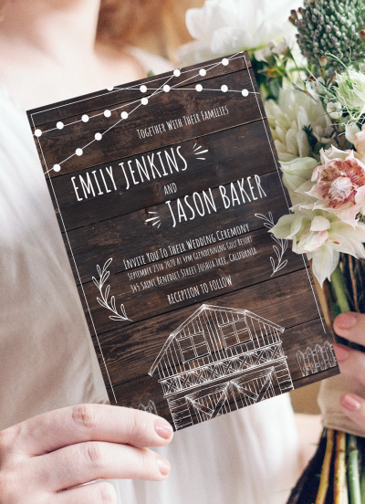 Download Rustic Wood Planks Wedding Invitation - Printable PDF