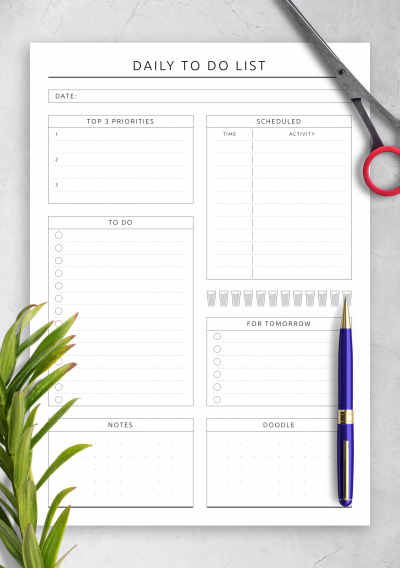 Download Scheduled Daily To Do List - Original Style - Printable PDF