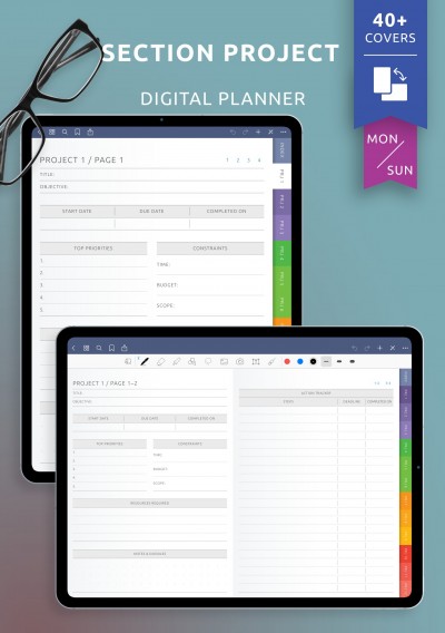 Download Section Project Digital Planner - Printable PDF