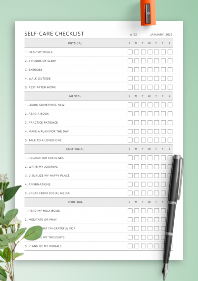 Download Self-Care Checklist - Printable PDF