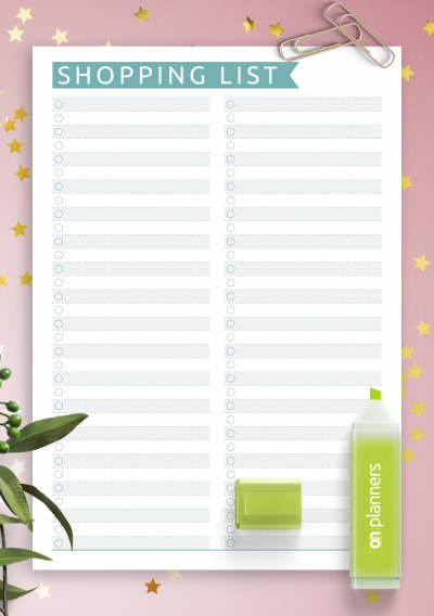Download Shopping List Template - Casual Style - Printable PDF