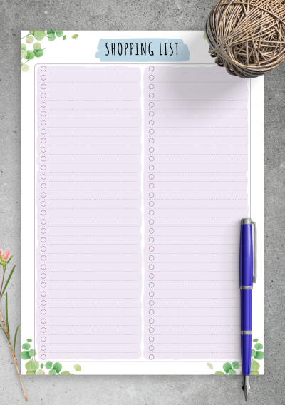 Download Shopping List Template - Floral Style - Printable PDF