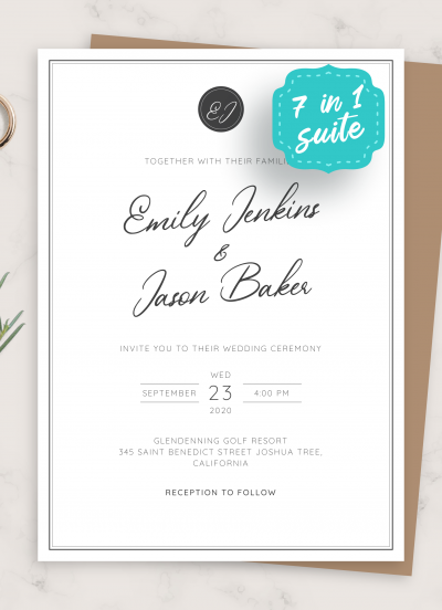 Download Simple Elegant Wedding Invitation Suite - Printable PDF