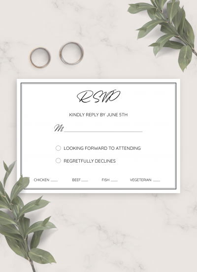 Download Simple Elegant Wedding RSVP Card - Printable PDF