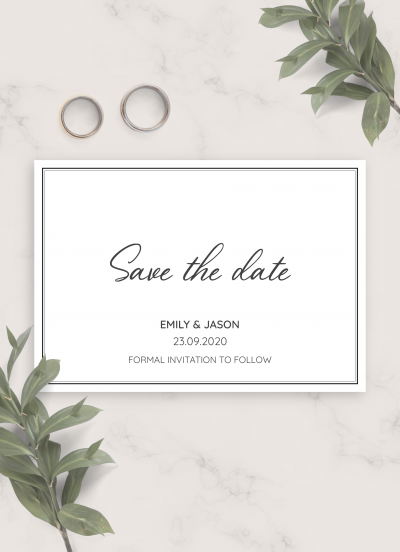 Download Simple Elegant Wedding Save The Date Card - Printable PDF