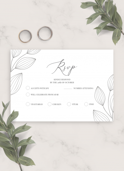 Download Simple Floral Wedding RSVP Card - Printable PDF