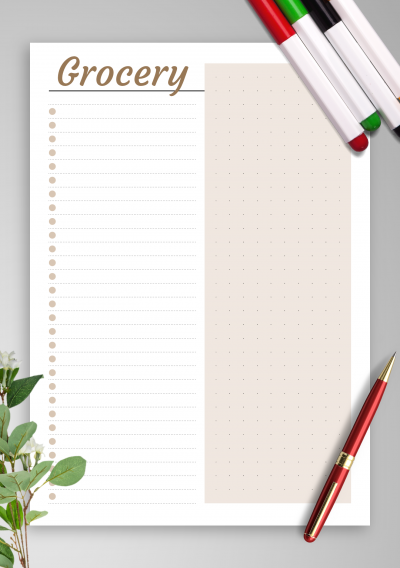 Download Simple grocery list template - Printable PDF