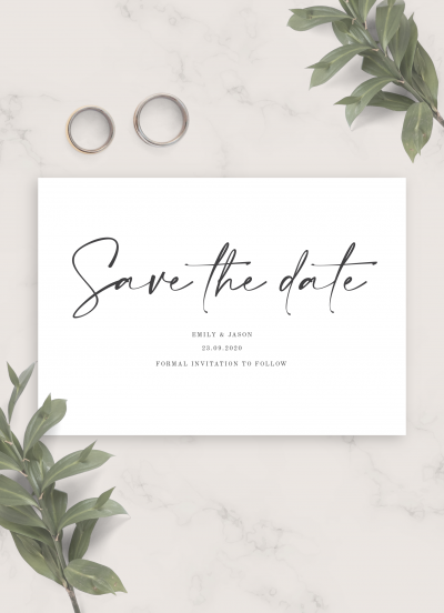 Download Simple Minimalist Wedding Save The Date Card - Printable PDF