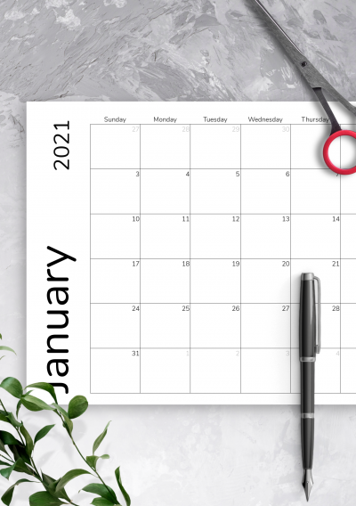 Download Printable Simple Monthly Calendar Grid PDF