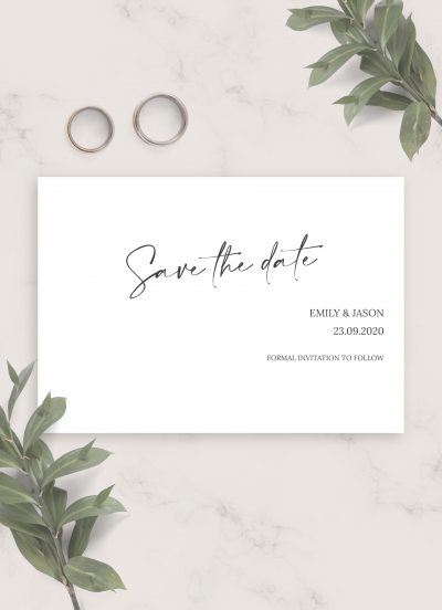 Download Simple Script Formal Wedding Save The Date Card - Printable PDF