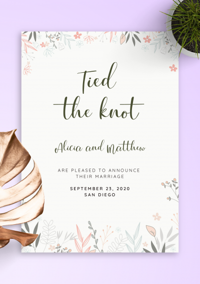 Download Soft Floral Wedding Announcement - Printable PDF