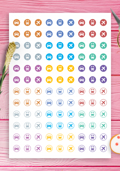 Download Travel Theme - 55-in-1 Sticker Pack - Printable PDF