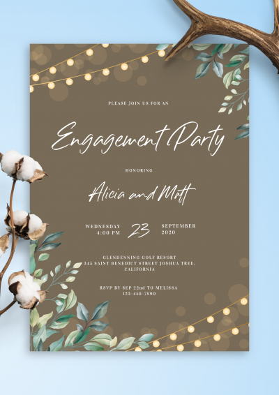 Download String Lights Engagement Party Invitation - Printable PDF