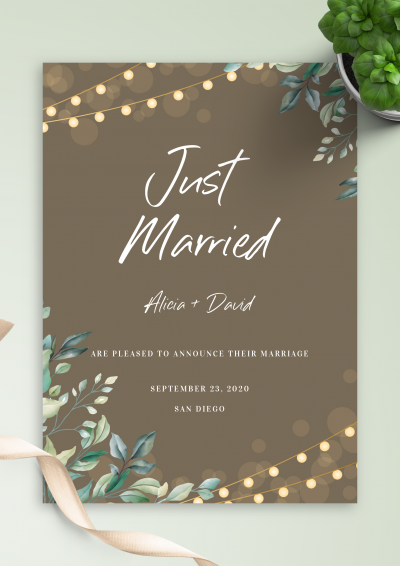 Download String Lights Wedding Announcement - Printable PDF