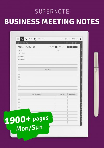 Download Supernote Business Meeting Notes - Printable PDF