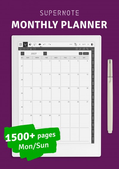 Download Supernote Monthly Planner - Printable PDF