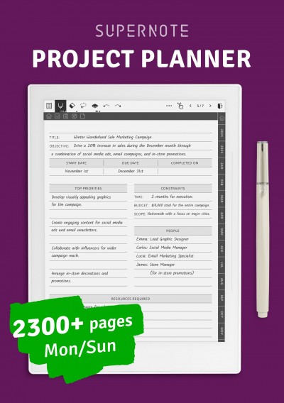Download Supernote - Project Planner - Printable PDF