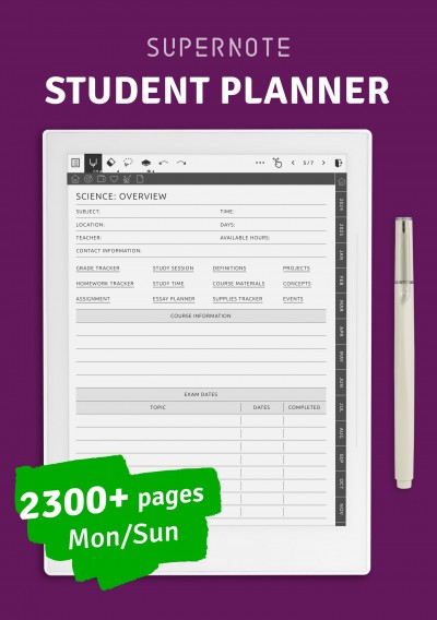 Download Supernote Student Planner - Printable PDF