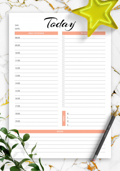 Download Today hourly planner - Printable PDF
