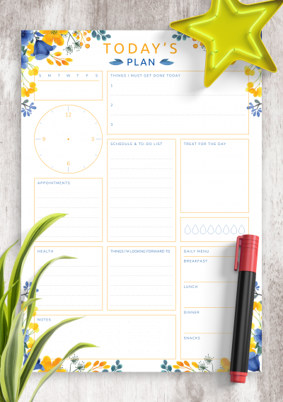 Download Today's Plan with To Do List & Schedule - Printable PDF