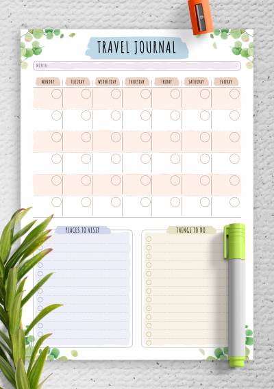 Download Travel Journal Template - Floral Style - Printable PDF