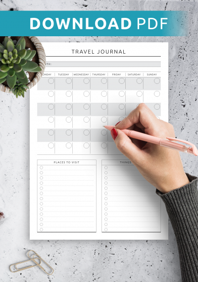 Download Printable Travel Journal Template - Original Style PDF