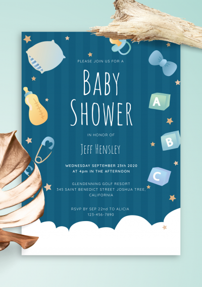Download Twinkle Stars Baby Shower Invitation - Printable PDF