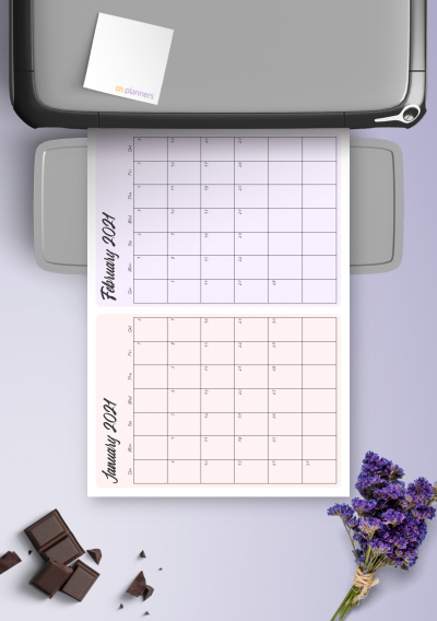 Download Printable Two Months On Page Calendar PDF