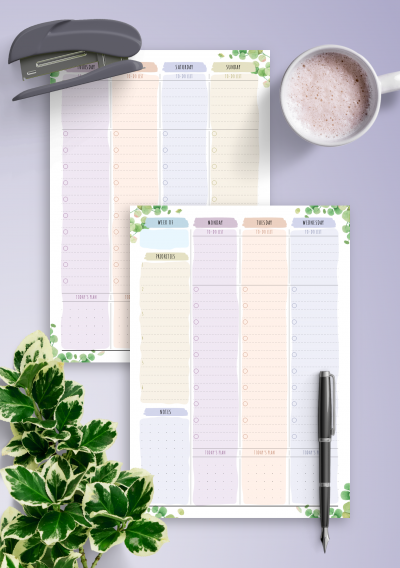 Download Printable Two Page Weekly To Do List - Floral Style PDF