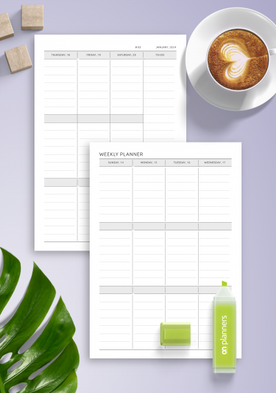 Download Two-Page Weekly Vertical Planner - Printable PDF