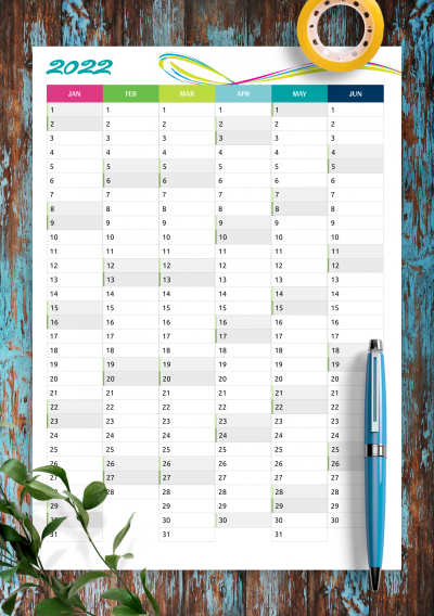 Download Two pages vertical calendar - Printable PDF