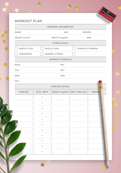 Workout Planner Template
