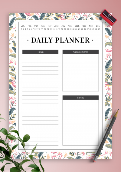Download Undated Daily Planner with To-Do list - Printable PDF
