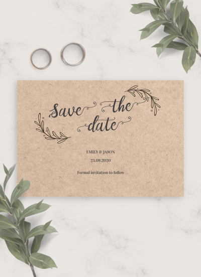 Download Vintage Rustic Wedding Save The Date Card - Printable PDF