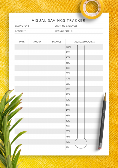 Download Visual Savings Tracker Template - Printable PDF