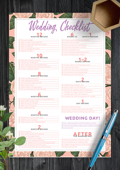 Download Wedding Checklist - Printable PDF