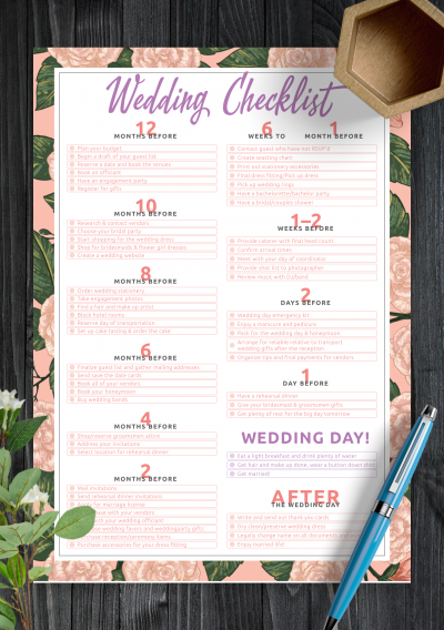 free downloadable wedding planning checklist