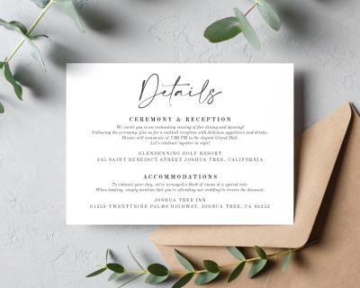 Wedding Details Printable