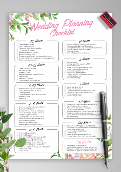 Download Wedding Planning Checklist - Eco Style - Printable PDF
