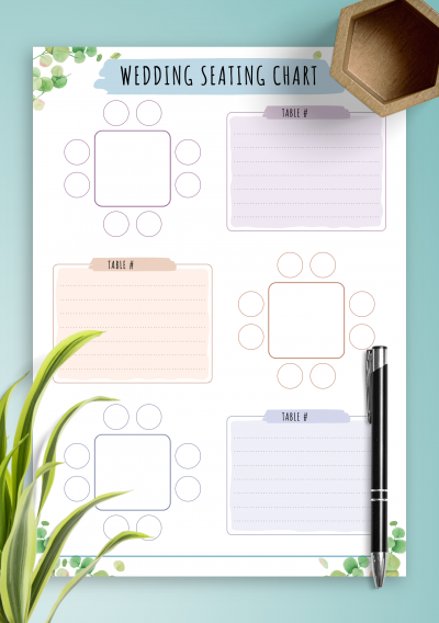 Download Wedding Seating Chart Template - Floral - Printable PDF
