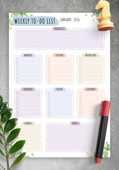 Download Weekly To Do List - Floral Style