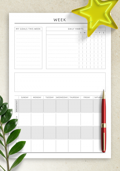 Download Printable Weekly Fitness and Meal Plan Template PDF