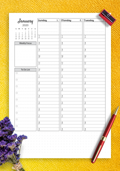 Download Weekly hourly planner with todo list