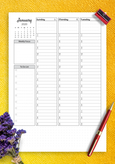 weekly calendar with to do list