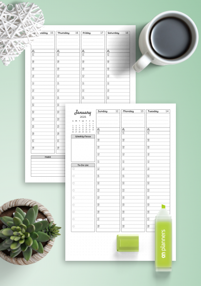 Download Weekly hourly planner with todo list