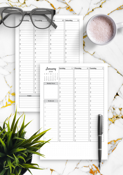 Download Printable Weekly hourly planner with todo list PDF