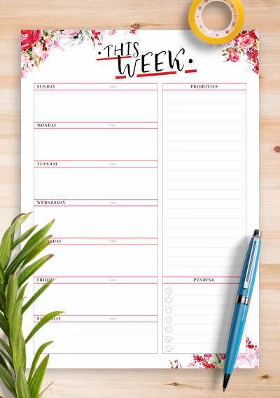 Download Weekly Planner with Priorities - Printable PDF