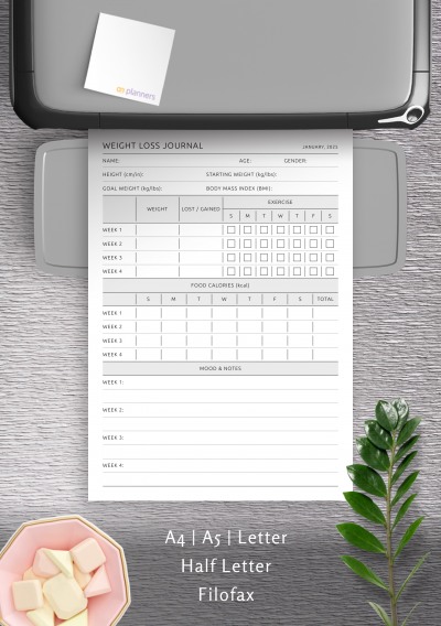 monthly weight loss journal
