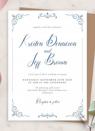 Download Whimsical Scrolls Clear Vintage Wedding Invitation - Printable PDF