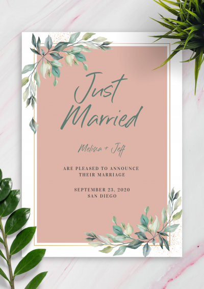 Download Willow Branch Wedding Announcement - Printable PDF
